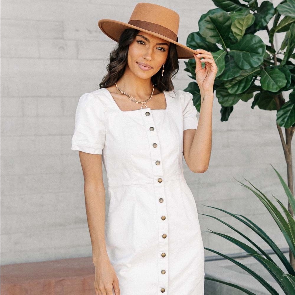 Bohme cream corduroy midi dress